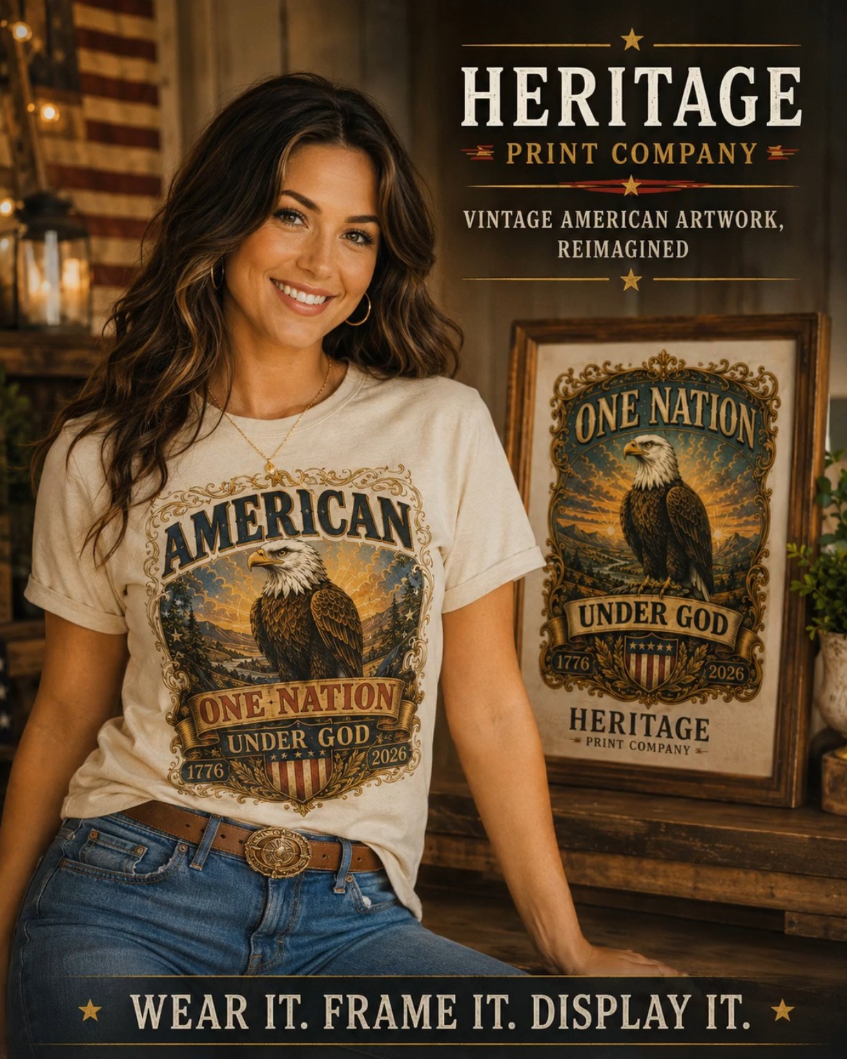 Heritage Print Company patriotic shirt and wall art